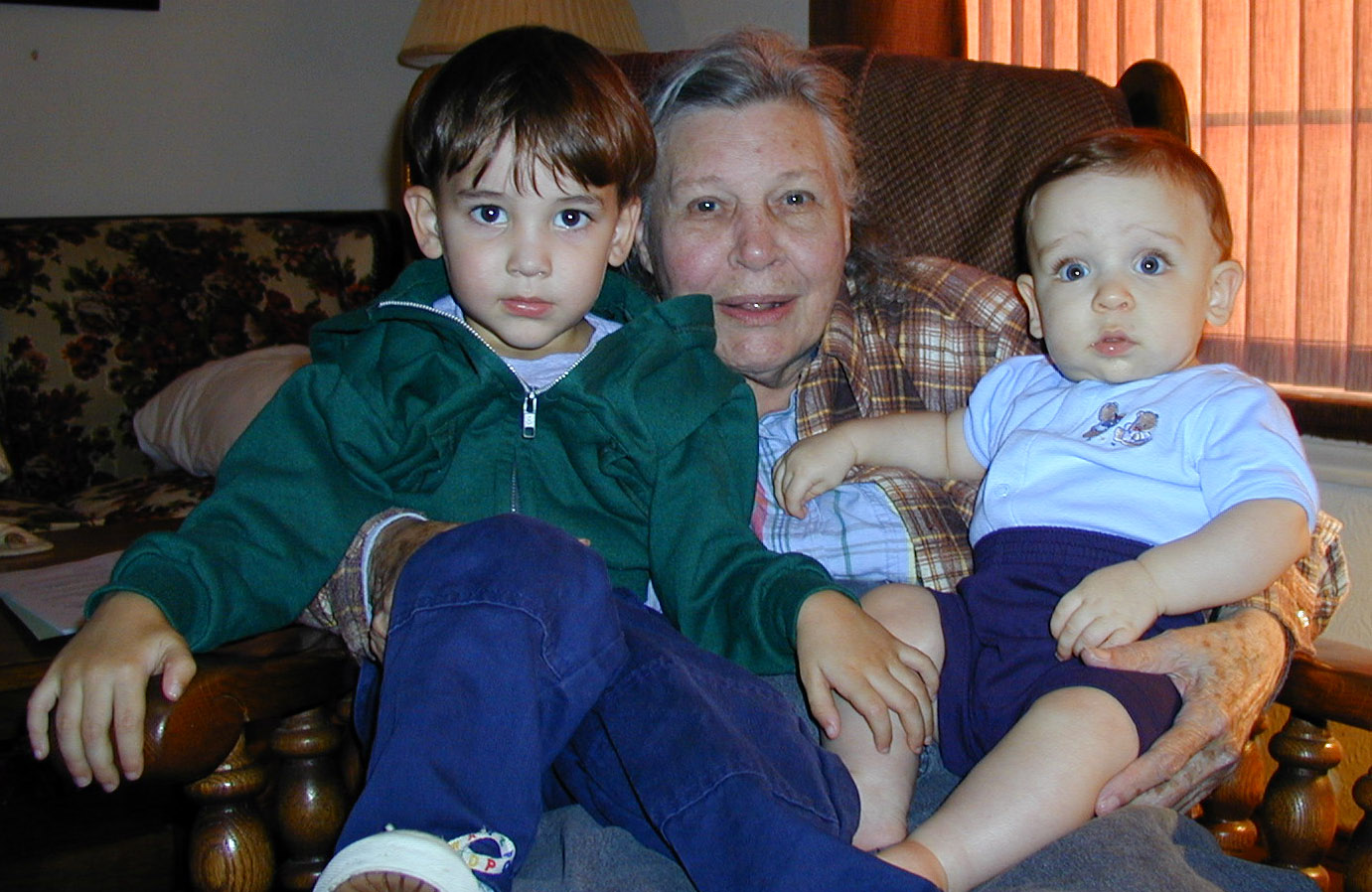 Granny Grace with Connor and Stuart, October 2001